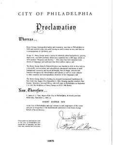 City of Philadelphia Henry George Day Proclamation, September 2, 1964_1
